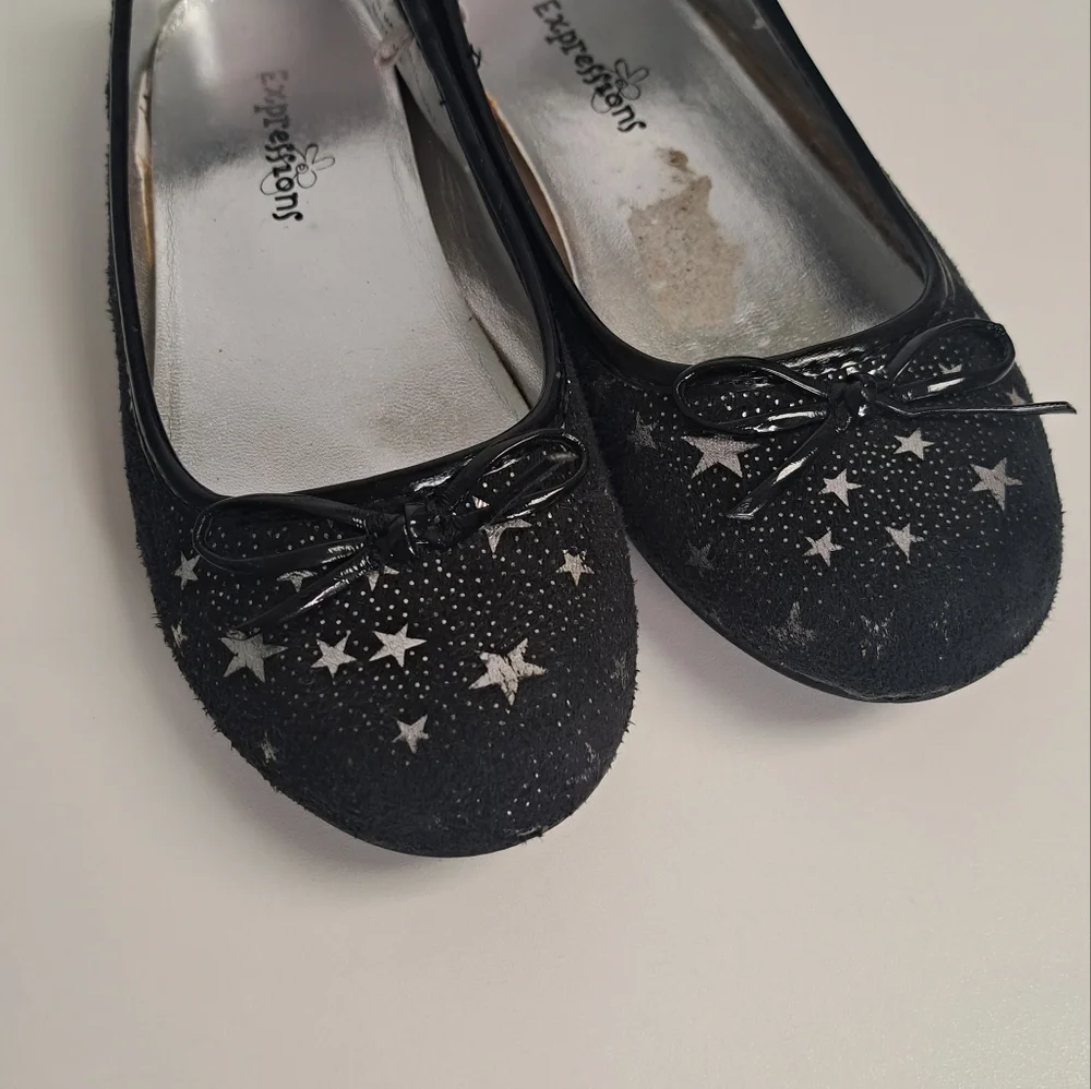 Black Sparkle Ballet Flats Girls Dress Shoes